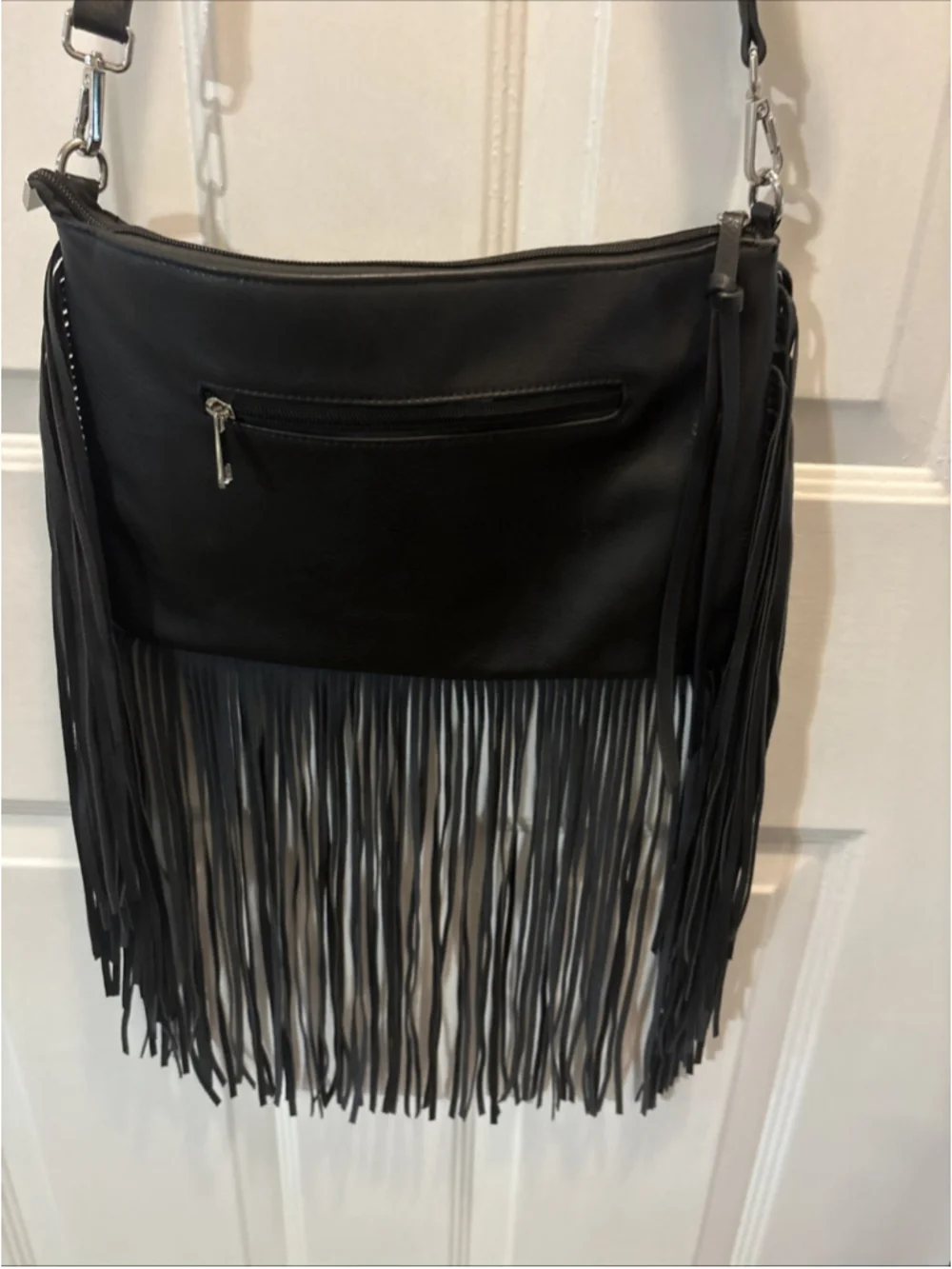 Imoshion Crossbody Bag Fringe & Gold Studded Vegan Leather ~ Black (1082)